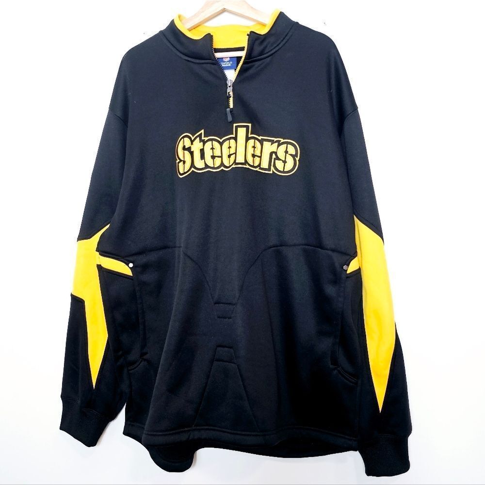 Reebok NFL Onfield Pittsburgh Steelers Football Quarter Zip Pullover Size  XL